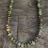 Forest Canopy Glow Emerald Necklace - Chocolate and Steel