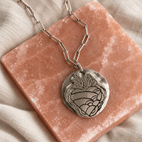 Garden Heart Hand-Carved Sterling Silver Necklace — One of a Kind - Chocolate and Steel
