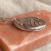 Garden Heart Hand-Carved Sterling Silver Necklace — One of a Kind - Chocolate and Steel