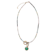 Gemdrop Juicy Chalcedony Charm Necklace - Chocolate and Steel