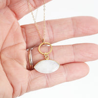 Gemstone Evil Eye Necklace - Chocolate and Steel