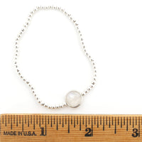 Gold Bead Bracelet Gemstone Aquamarine, Moonstone, Labradorite - Seabreeze Bracelet - Chocolate and Steel