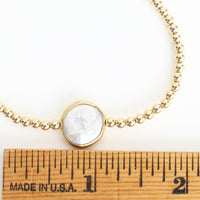 Gold Bead Bracelet with Emerald or Pearl - Seabreeze Bracelet - Chocolate and Steel