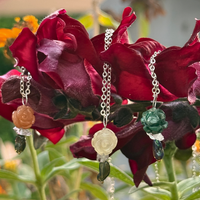 Jade Rosette, Herkimer Diamond and Opal Pendant - Chocolate and Steel