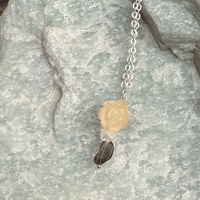 Jade Rosette, Herkimer Diamond and Opal Pendant - Chocolate and Steel