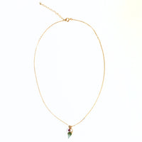 Like a Dream Tourmaline Leaf and Ruby Cube Necklace - Chocolate and Steel