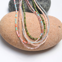 Margo Strawberry Quartz Beaded Necklace - Chocolate and Steel