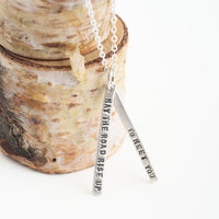 “May the road rise up to meet you” Irish Proverb Quote Pendant Necklace - Chocolate and Steel