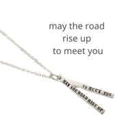 “May the road rise up to meet you” Irish Proverb Quote Pendant Necklace - Chocolate and Steel