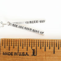 “May the road rise up to meet you” Irish Proverb Quote Pendant Necklace - Chocolate and Steel