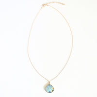Misty Drop Gemstone Charm Necklace - Chocolate and Steel