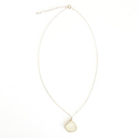Misty Drop Gemstone Charm Necklace - Chocolate and Steel