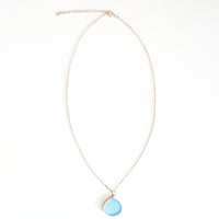 Misty Drop Gemstone Charm Necklace - Chocolate and Steel