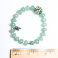 Moonlight Bloom Stretch Bracelet – Blue Aventurine, Vintage Glass & Silver Skull - Chocolate and Steel