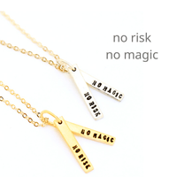 "No Risk No Magic" Quote Necklace - Chocolate and Steel