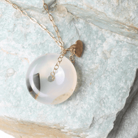 One - of - a - Kind Dendritic Agate Donut Necklace - Chocolate and Steel