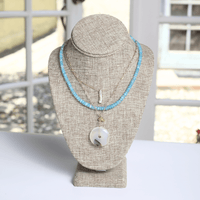 One - of - a - Kind Dendritic Agate Donut Necklace - Chocolate and Steel