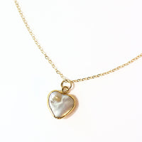 Pearl Heart Necklace - Chocolate and Steel