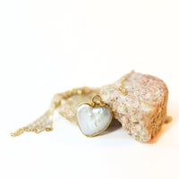 Pearl Heart Necklace - Chocolate and Steel