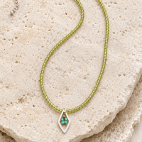 Peridot & Turquoise Flower Necklace - Chocolate and Steel