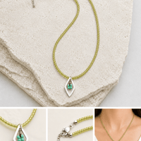 Peridot & Turquoise Flower Necklace - Chocolate and Steel