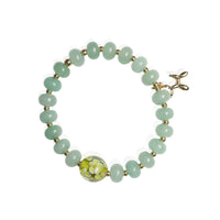 Pop Play Stretch Bracelet – Chrysoprase, Floral Glass & Balloon Dog Charm - Chocolate and Steel