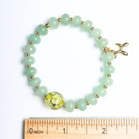 Pop Play Stretch Bracelet – Chrysoprase, Floral Glass & Balloon Dog Charm - Chocolate and Steel