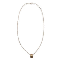 Power Barrel - Carved Line Charm Necklace - Chocolate and Steel