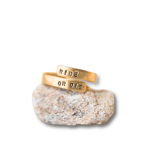 "Ride or Die" Wrap Ring - Chocolate and Steel