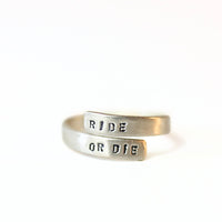 "Ride or Die" Wrap Ring - Chocolate and Steel