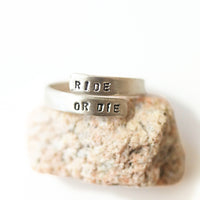 "Ride or Die" Wrap Ring - Chocolate and Steel