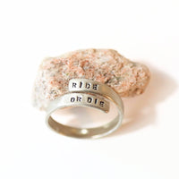 "Ride or Die" Wrap Ring - Chocolate and Steel
