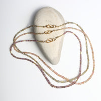 Sapphire Necklace in Green Meadow - Chocolate and Steel