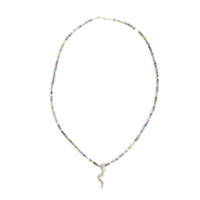 Sapphires and Snake Necklace - Chocolate and Steel