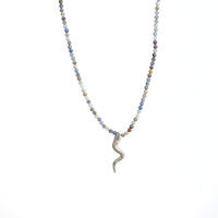Sapphires and Snake Necklace - Chocolate and Steel