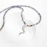 Sapphires and Snake Necklace - Chocolate and Steel