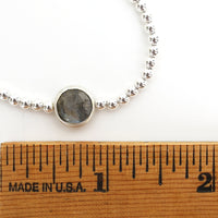 Silver Bead Bracelet Gemstone Aquamarine, Moonstone, Labradorite - Seabreeze Bracelet - Chocolate and Steel