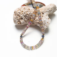 Sky Bright Sapphire Necklace - Chocolate and Steel