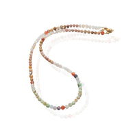 Small Pebbles Chrysoprase and Rhodochrosite Necklace - Chocolate and Steel