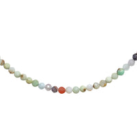 Small Pebbles Chrysoprase and Rhodochrosite Necklace - Chocolate and Steel