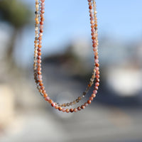 Small Pebbles Natural Ruby Necklace - Chocolate and Steel