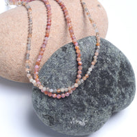 Small Pebbles Natural Ruby Necklace - Chocolate and Steel