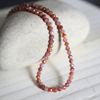 Small Pebbles Natural Ruby Necklace - Chocolate and Steel