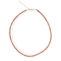 Small Pebbles Natural Ruby Necklace - Chocolate and Steel