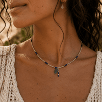 Striped Pastel Lapis Necklace - Chocolate and Steel