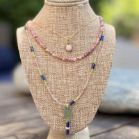 Striped Pastel Lapis Necklace - Chocolate and Steel