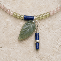 Striped Pastel Lapis Necklace - Chocolate and Steel