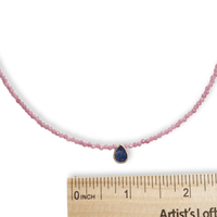 Sugartown Faceted Gemstone Necklace with Teardrop Charm - Chocolate and Steel