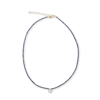 Sugartown Faceted Gemstone Necklace with Teardrop Charm - Chocolate and Steel