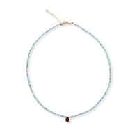 Sugartown Faceted Gemstone Necklace with Teardrop Charm - Chocolate and Steel